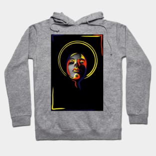 Bright woman on black Hoodie